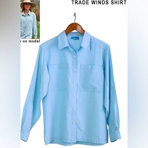 NWT UV protection trade winds long sleeve shirt blue
